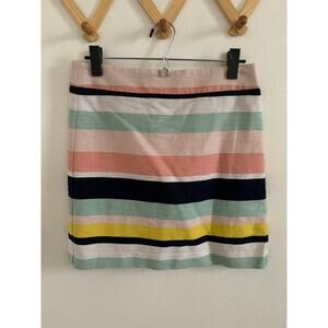 Loft Skirt Women's 2 Mini Bright Colorful Pastel Striped Lined Zipper